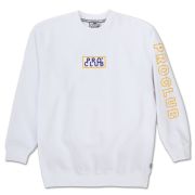 Pro Club Men’s Heavyweight Embroidered Logo Crew Neck Fleece Pullover Sweatshirt (13oz), White and Gold